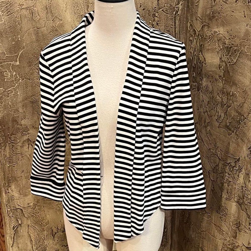 White House Black Market Striped 3/4 Sleeve jacket size small